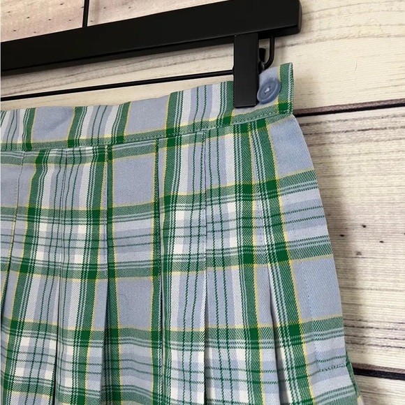 NWT Aerie American Eagle Blue & Green Plaid Y2K Inspired Pleated Mini Skirt - Picture 10 of 13